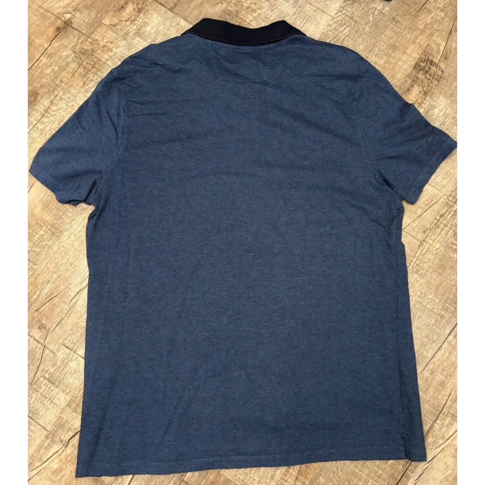 Banana Republic Luxury Touch Polo Shirt Mens XL blu Standard Fit V-Neck Shor Slv